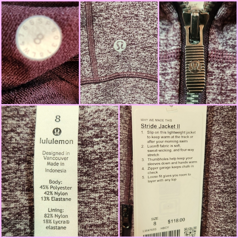 Lululemon Stride Jacket II - Heathered Black Cherry - Picture 3 of 6
